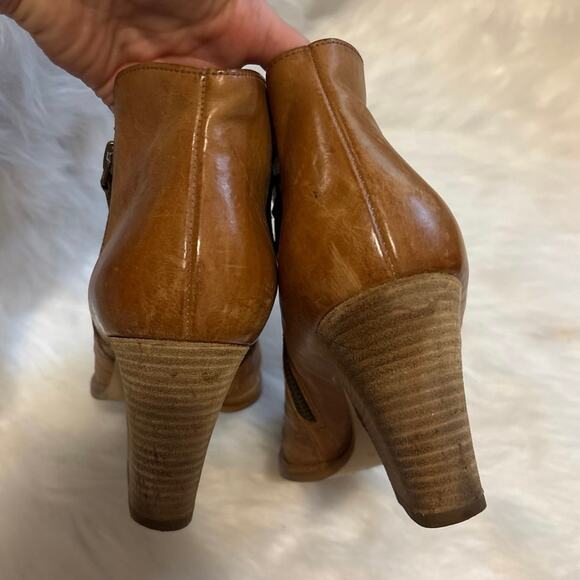 Paul Green Malibu Sliced Tan Leather Stacked Heel Boots UK 5.5 / US 8 - Picture 4 of 8